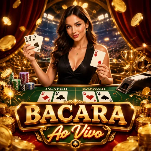 Mesa de bacará com cartas e fichas