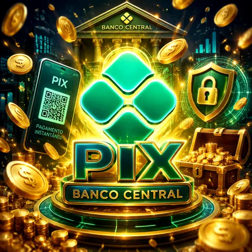 Selo indicando pagamentos via PIX processados pelo sistema do Banco Central